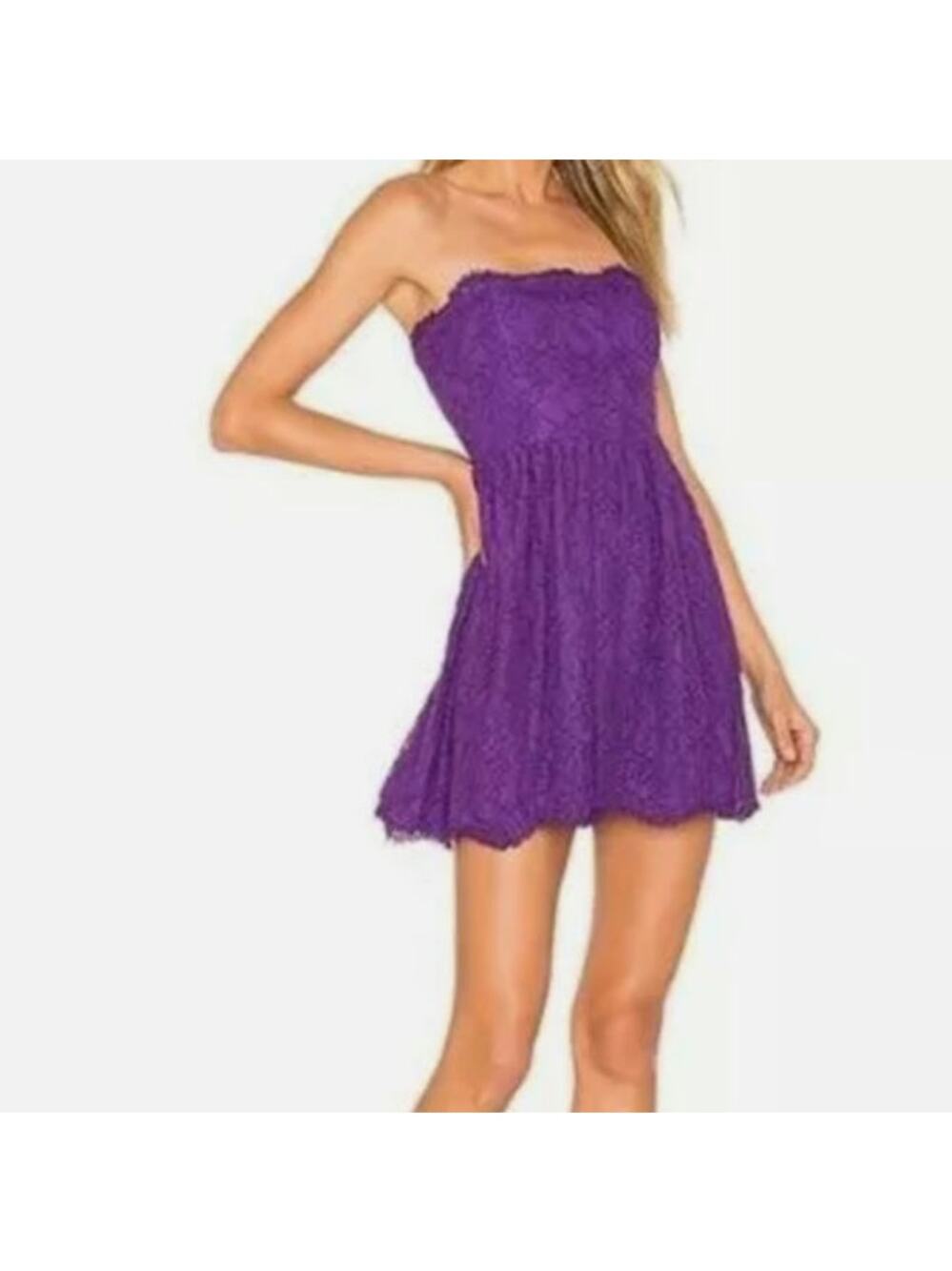 NWT NBD Revolve Daimilee Lace Strapless Mini Dress in Ultra Violet